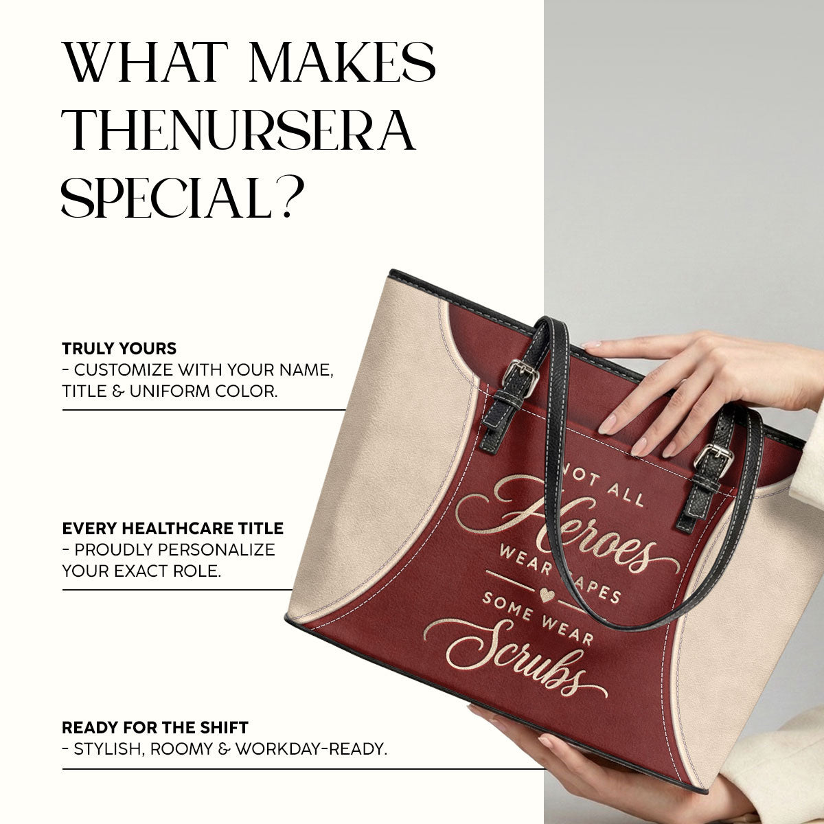 Not All Heroes - Personalized 2-Sided Custom Nurse Leather Tote Bag