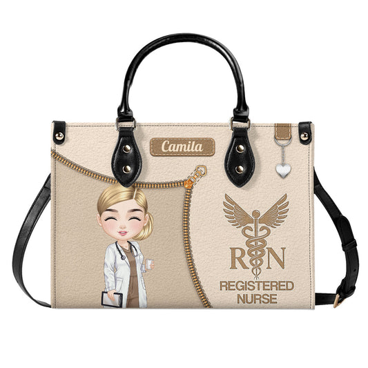 Watercolor Nurse - Personalized Custom Leather Handbag