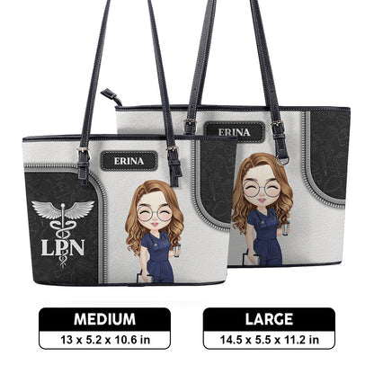 Incredible Nurse - Personalized Custom Nurse Leather Tote Bag