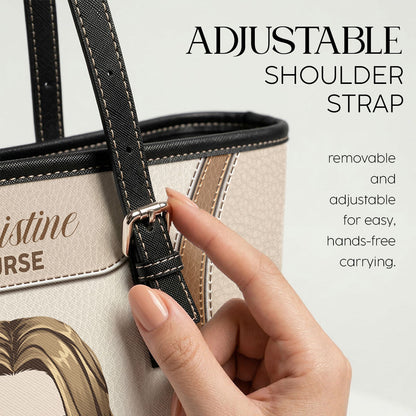 Nurse With Elegant Vibe - Personalized Custom Nurse Leather Tote Bag
