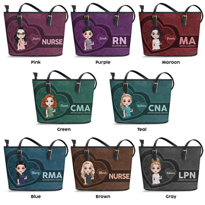 Sweet Nurse - Personalized Custom Nurse Leather Tote Bag