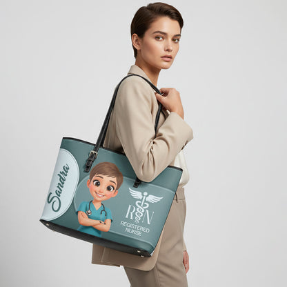 Carefully Dedicated - Personalized Custom Nurse Leather Tote Bag