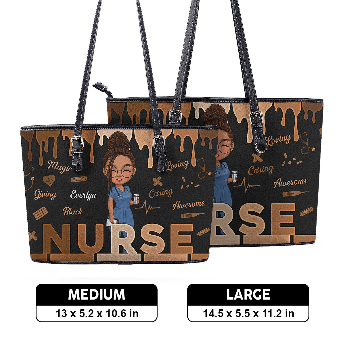 Proud Nurse - Personalized Custom Nurse Leather Tote Bag