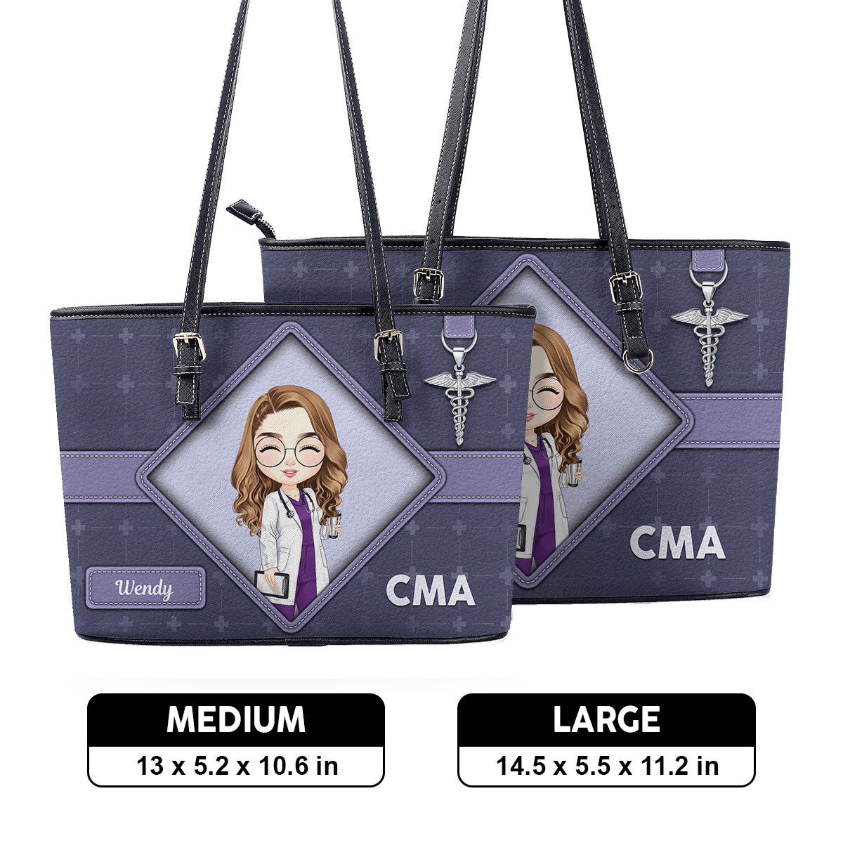 Cross Nurse - Personalized Custom Leather Tote Bag