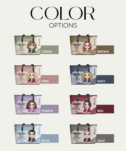 Iconic Nurse Life - Personalized Custom Nurse Leather Tote Bag