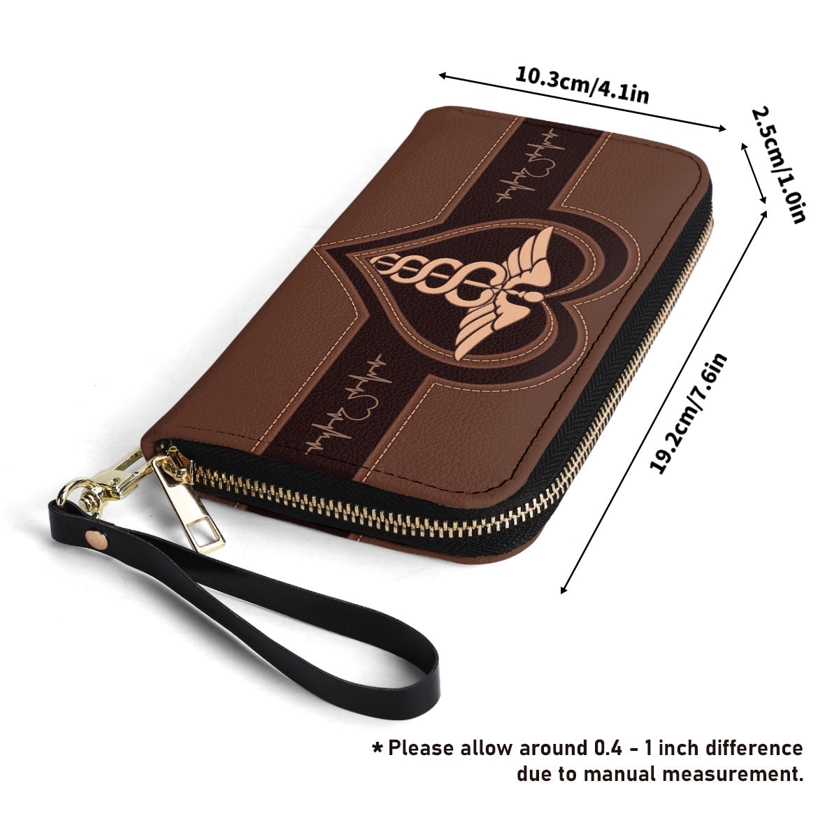 Brown Nursing Professional - Personalized Nurse Leather Clutch Purse