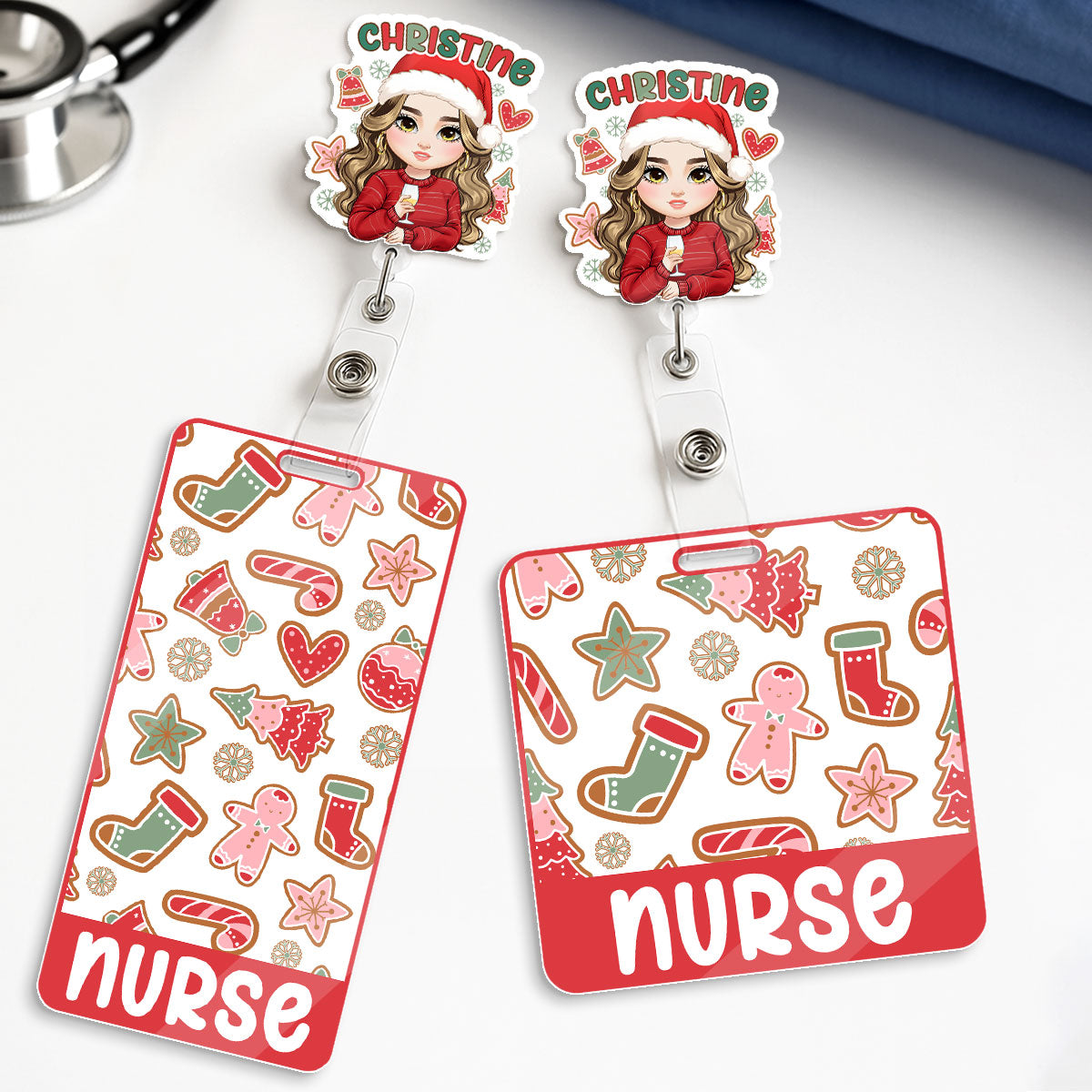 Silent Night - Personalized Nurse Badge Reel & Buddy Set