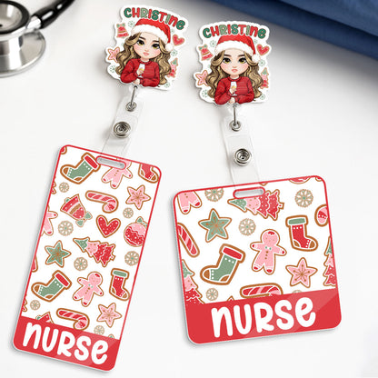 Silent Night - Personalized Nurse Badge Reel & Buddy Set