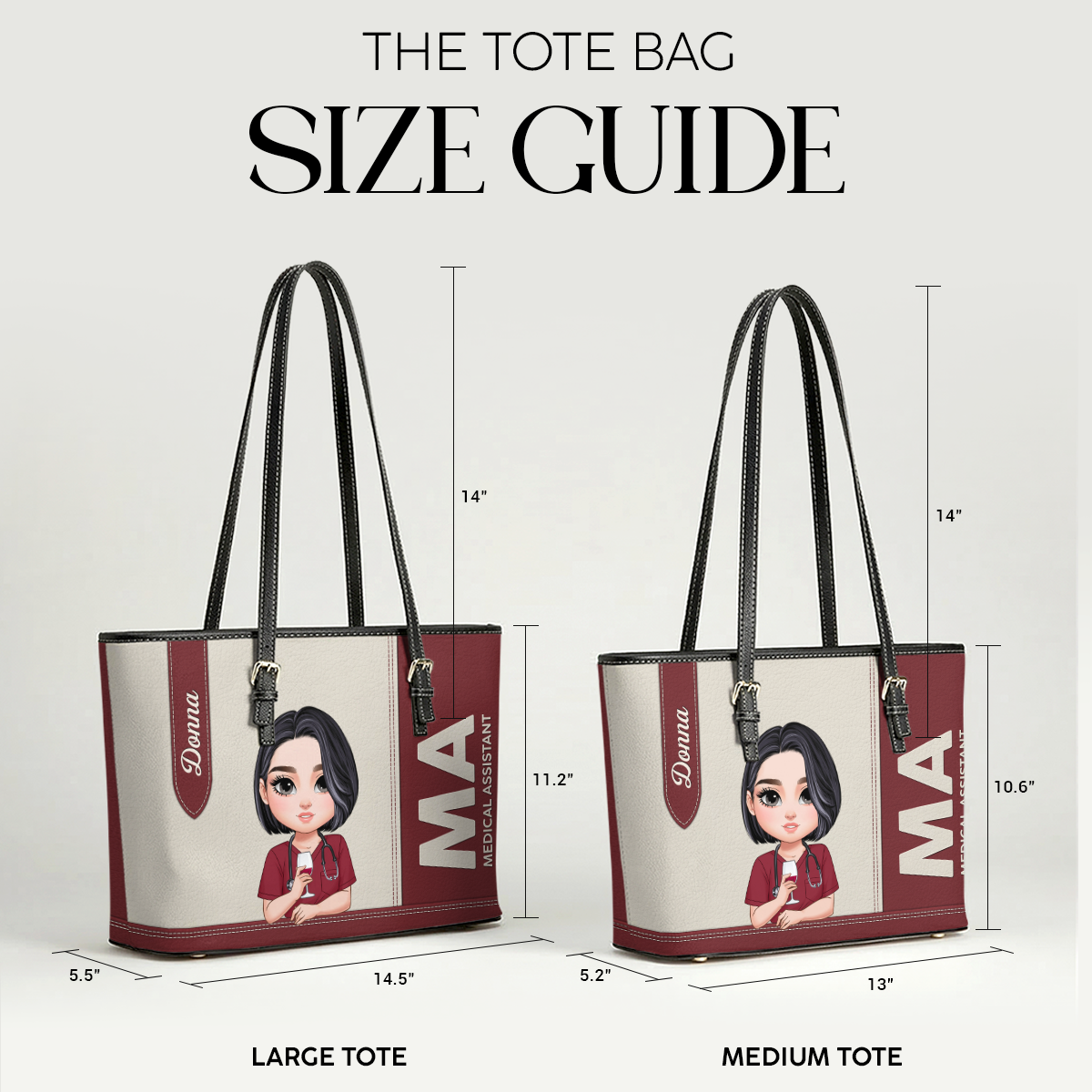 Nurse Angel Spirit - Personalized Custom Nurse Leather Tote Bag