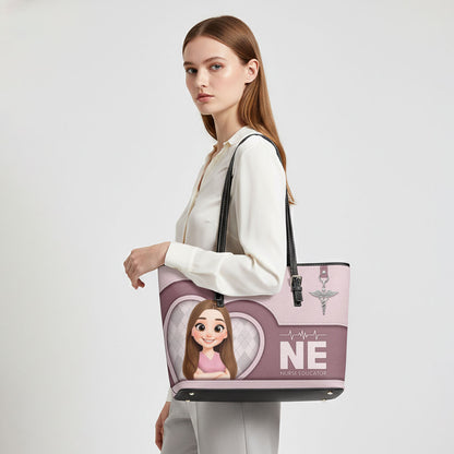 Delightful Nurse Style - Personalized Custom Nurse Leather Tote Bag
