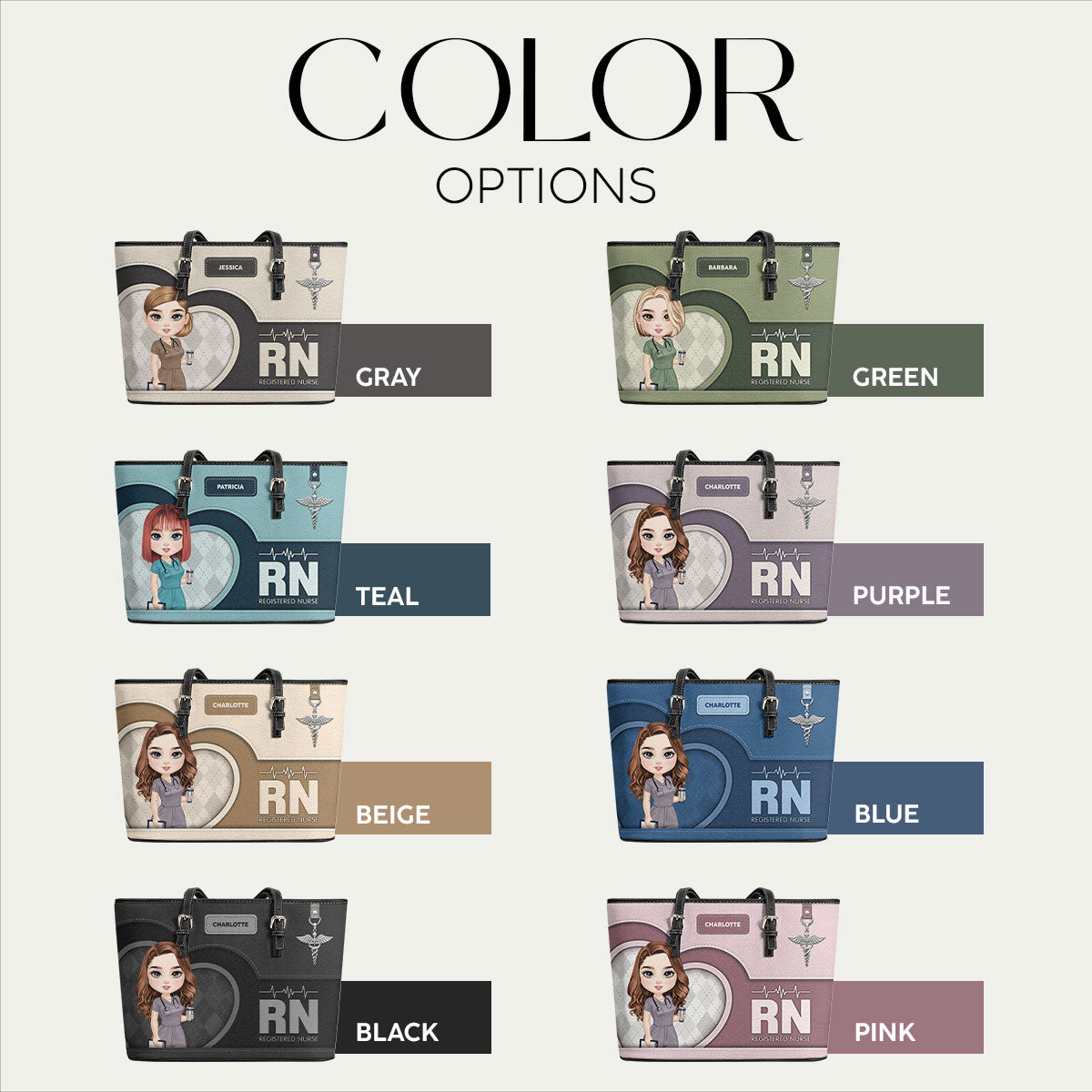 Nurse Basic Style - Personalized Custom Nurse Leather Tote Bag