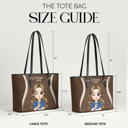 Nurse With Elegant Vibe - Personalized Custom Nurse Leather Tote Bag