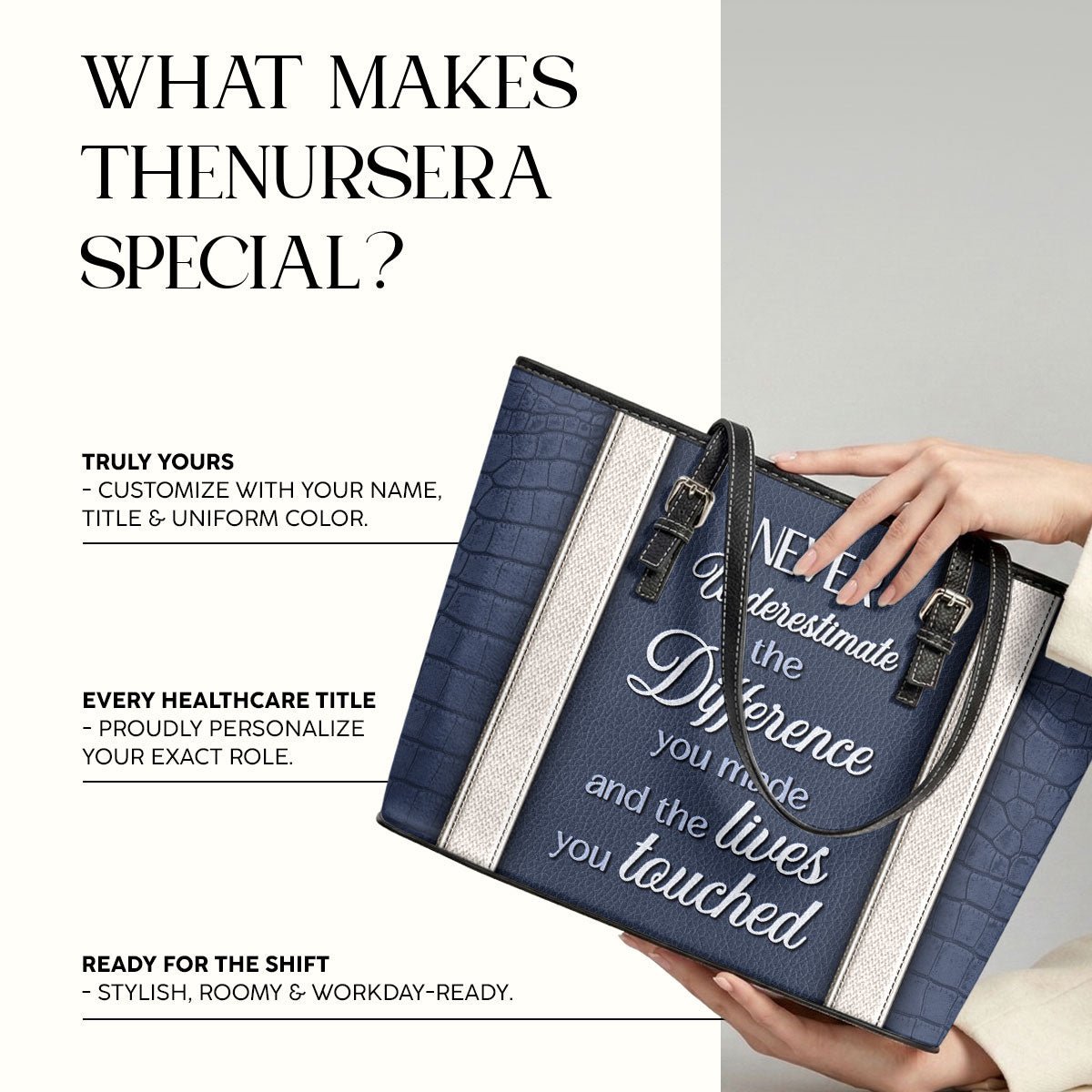 Nurse Elegant - Personalized 2-Sided Custom Nurse Leather Tote Bag