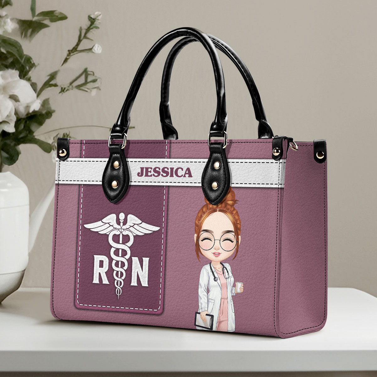 Basic Nurse - Personalized Custom Leather Handbag