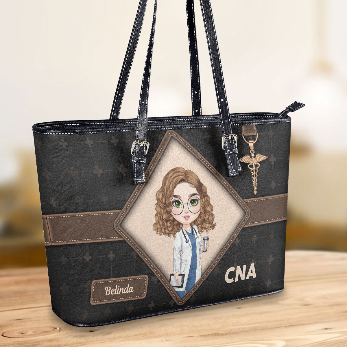 Cross Nurse - Personalized Custom Leather Tote Bag