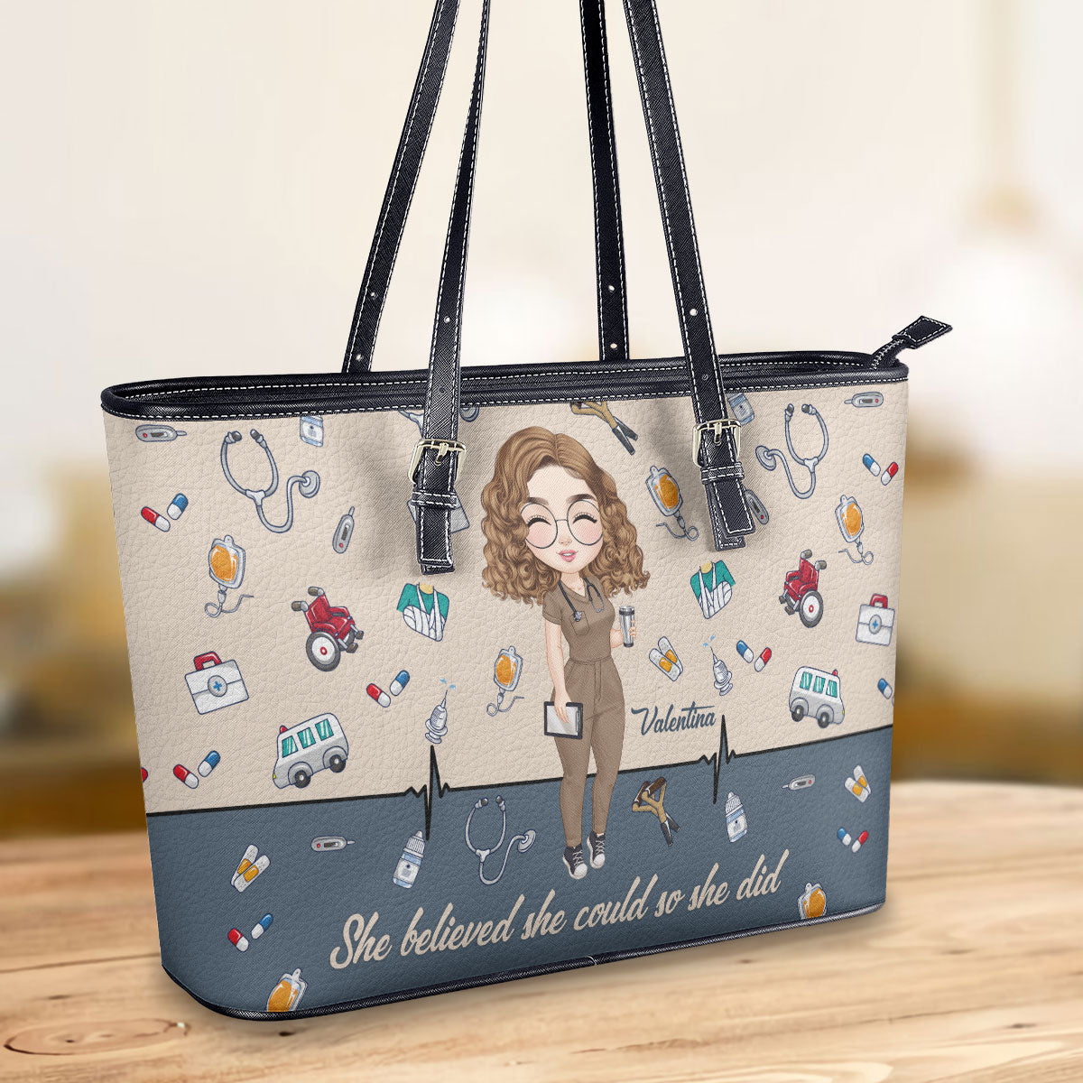 personalized custom nurse tote bag