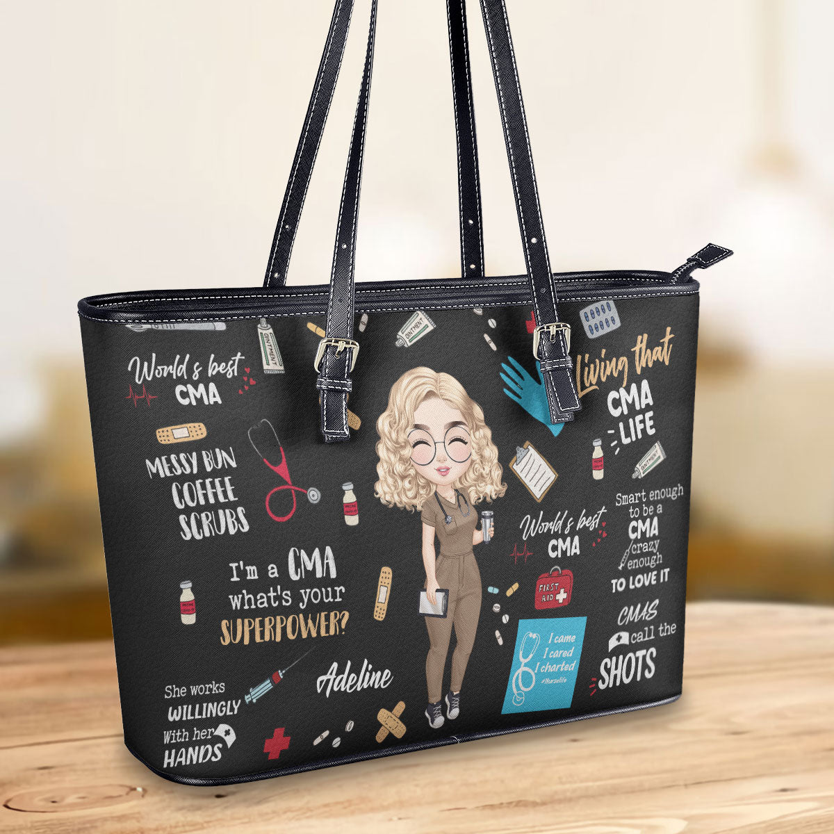 personalized custom nurse tote bag