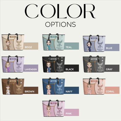 Watercolor Nurse - Personalized Custom Nurse Leather Tote Bag