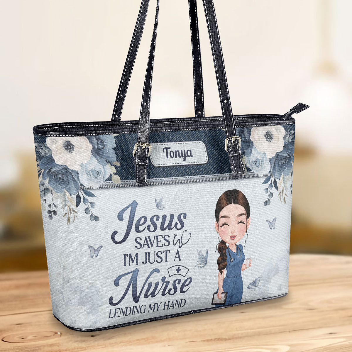 personalized custom nurse tote bag