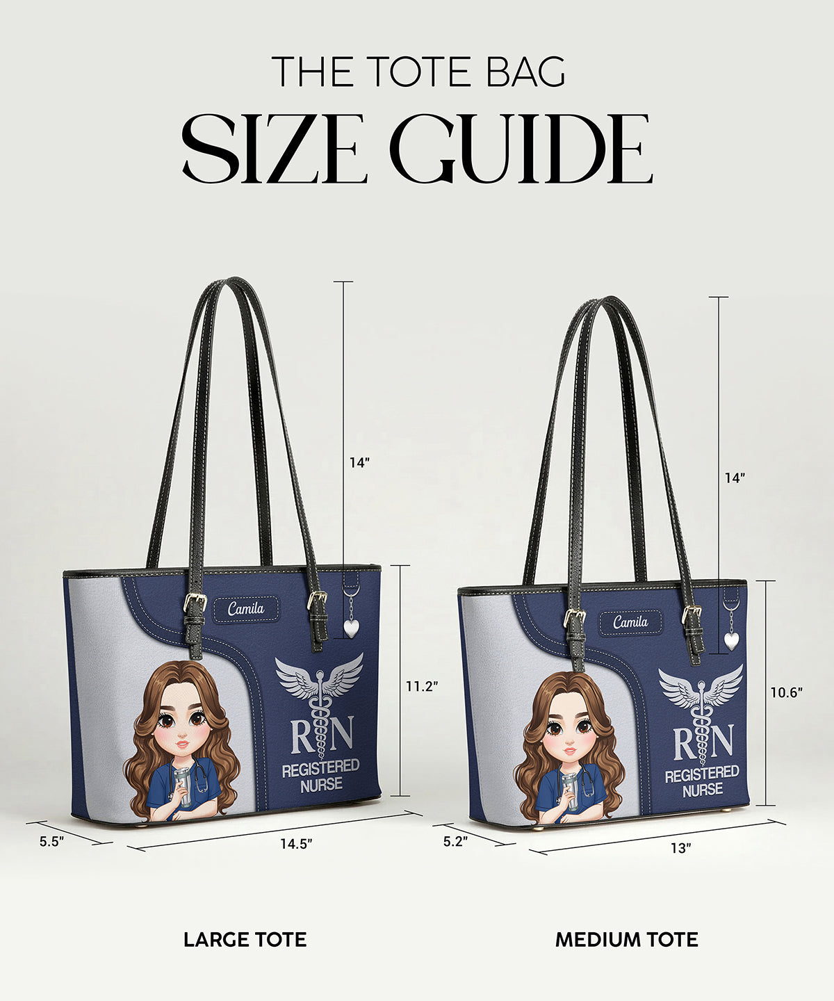 Graceful Nurse Style - Personalized Custom Nurse Leather Tote Bag