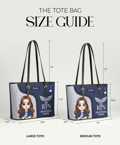 Graceful Nurse Style - Personalized Custom Nurse Leather Tote Bag