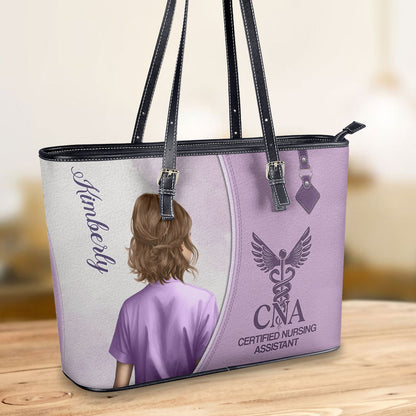 Beautiful Nurse - Personalized Custom Nurse Leather Tote Bag