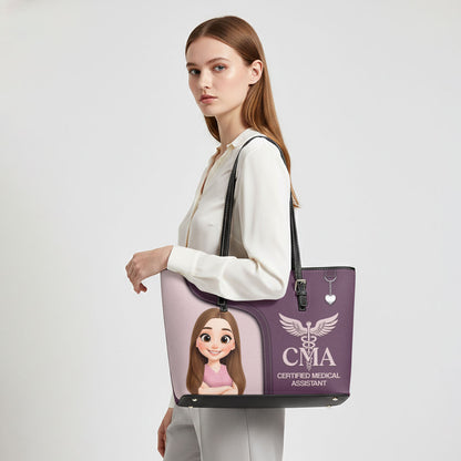 Nurse Bright Spirit - Personalized Custom Nurse Leather Tote Bag