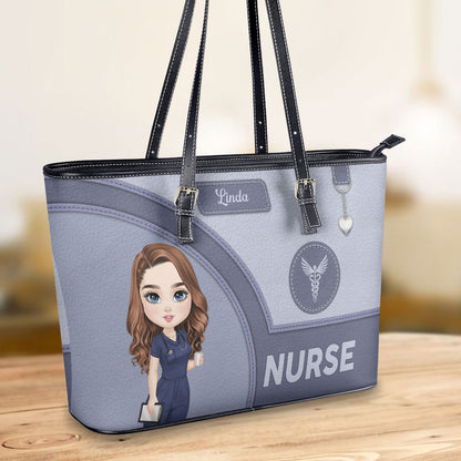 Gentle Style Nurse - Personalized Custom Nurse Leather Tote Bag