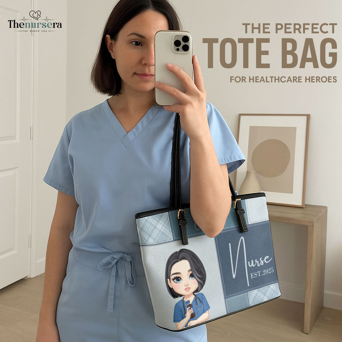 Nurse Est 2025 - Personalized Custom Nurse Leather Tote Bag