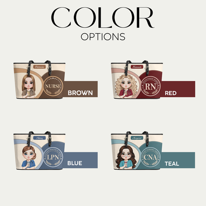 Classic Nurse Vibe - Personalized Custom Nurse Leather Tote Bag