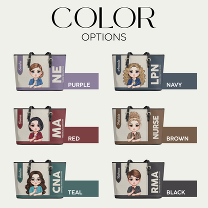 Nurse Angel Spirit - Personalized Custom Nurse Leather Tote Bag