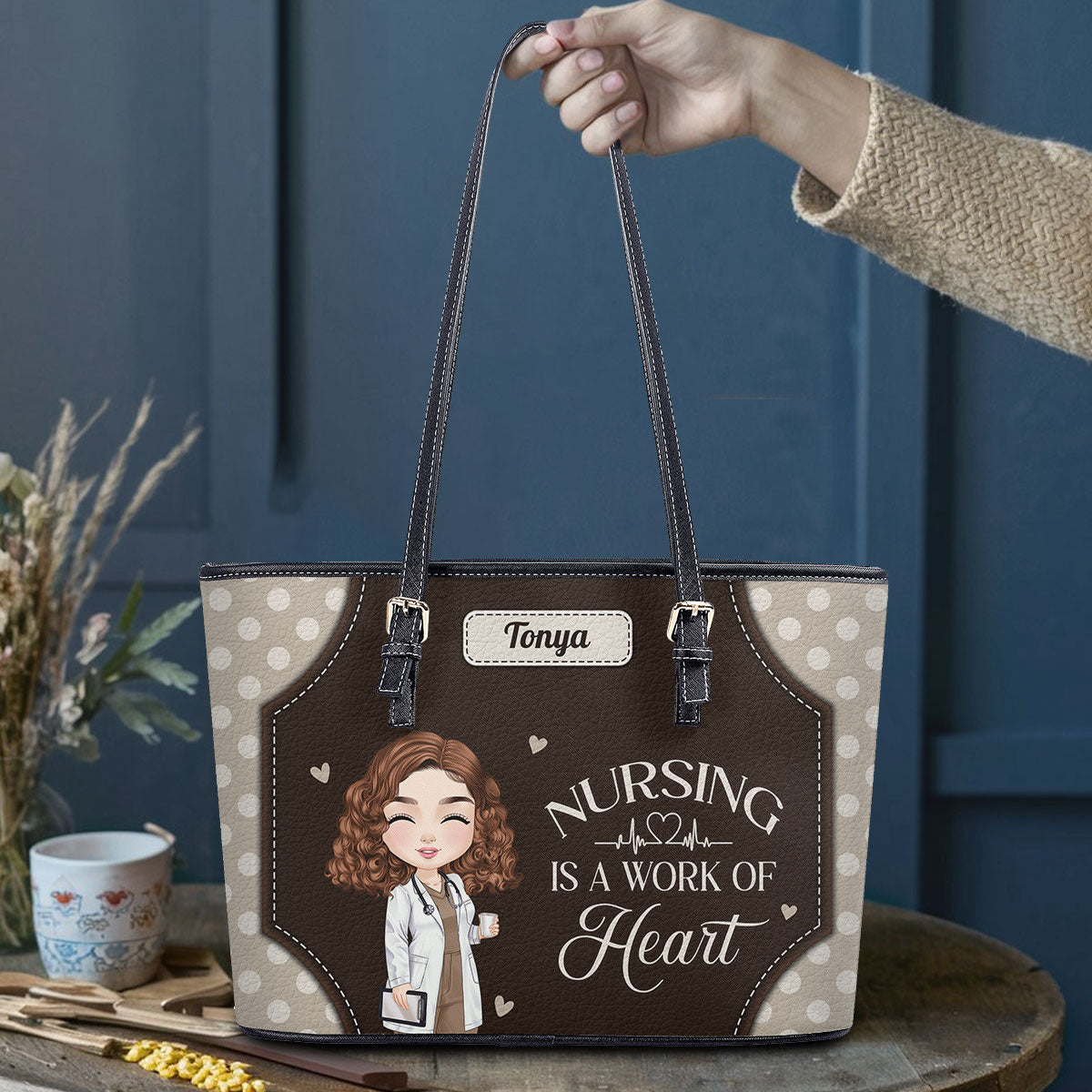 personalized custom nurse tote bag