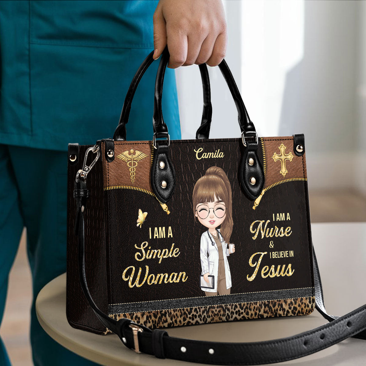 A Simple Nurse - Personalized Custom Leather Handbag