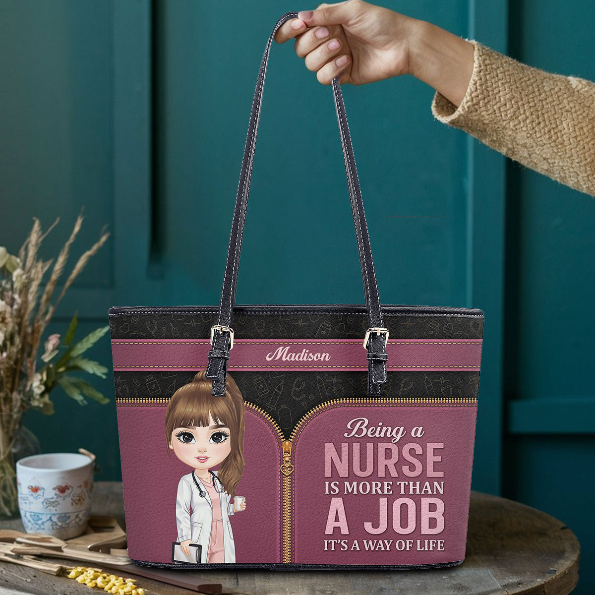 personalized custom nurse tote bag