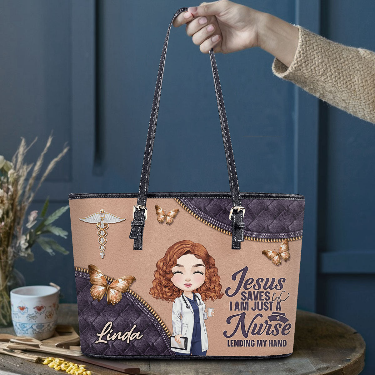 personalized custom nurse tote bag