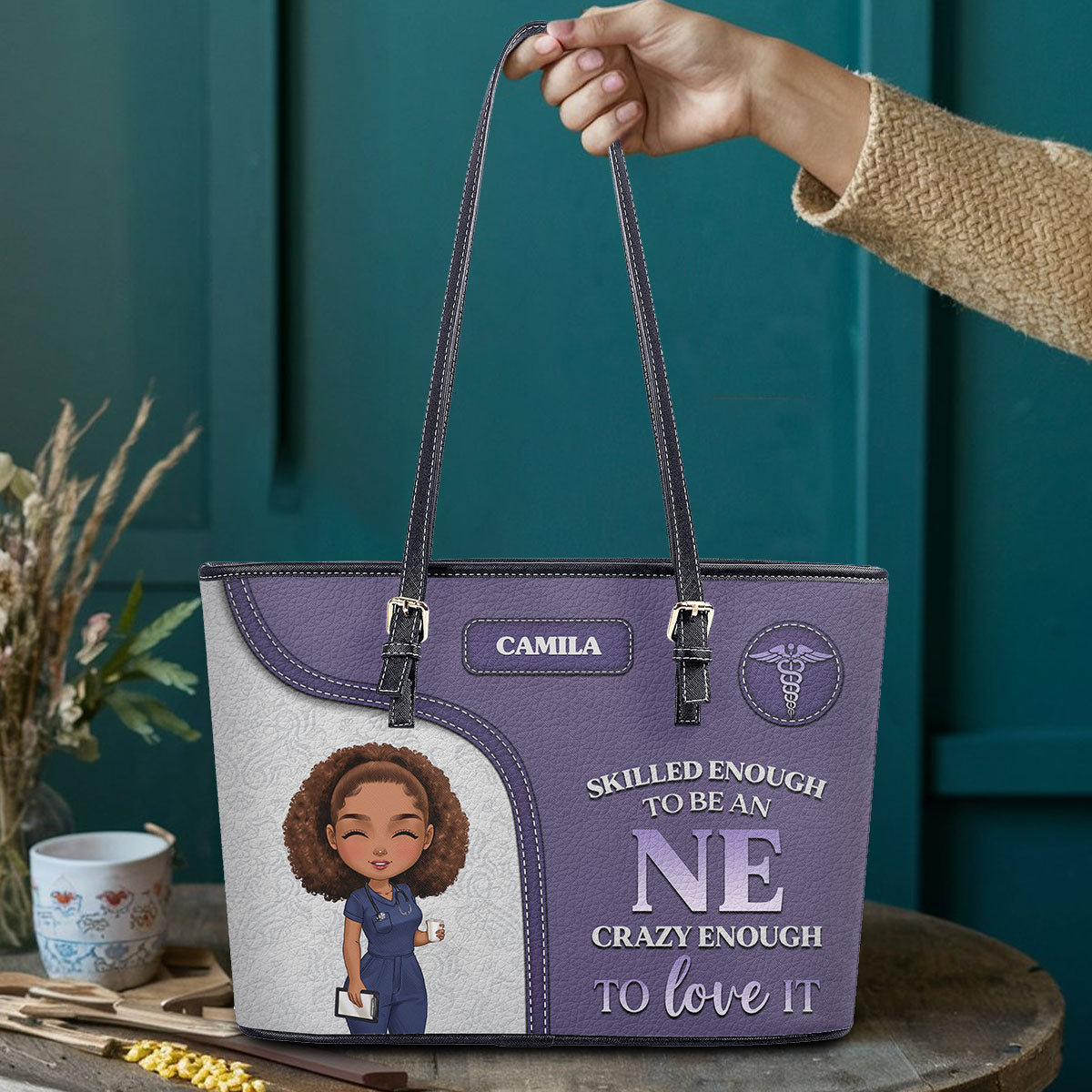 Nurse Skilled Enough - Personalized Custom Nurse Leather Tote Bag