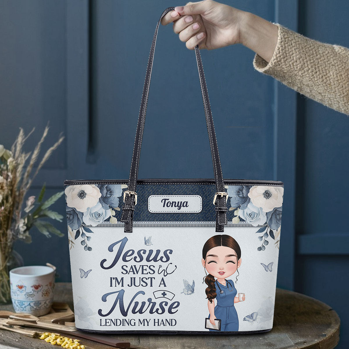 personalized custom nurse tote bag