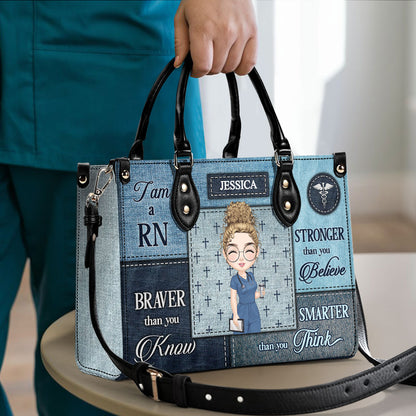 Brave Nurse - Personalized Custom Leather Handbag