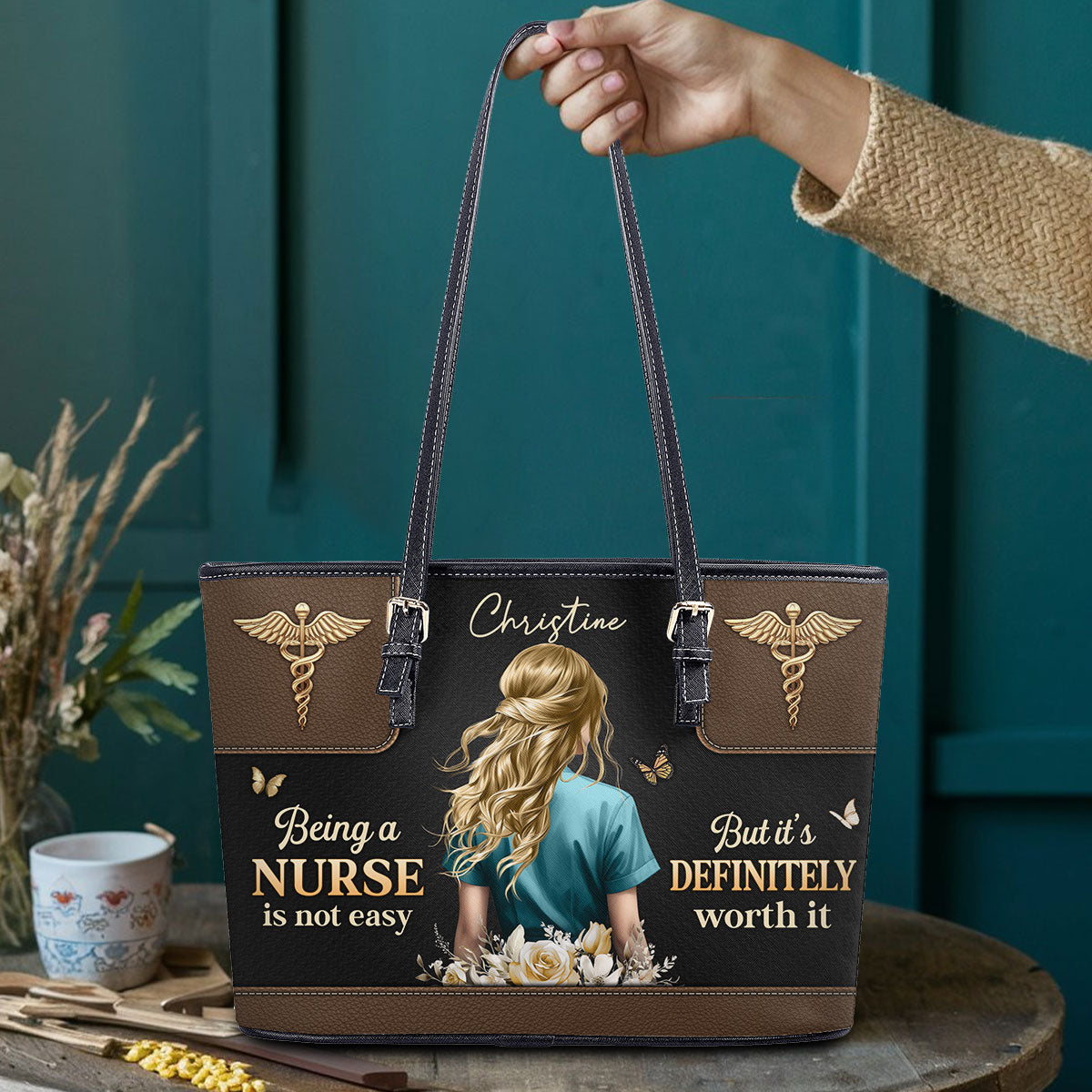 personalized custom nurse tote bag