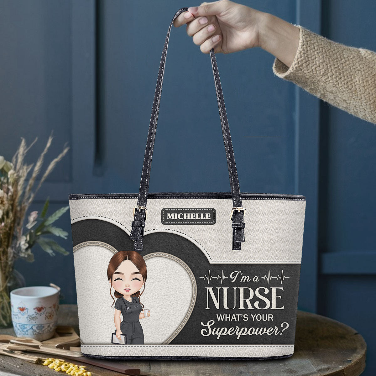 personalized custom nurse tote bag