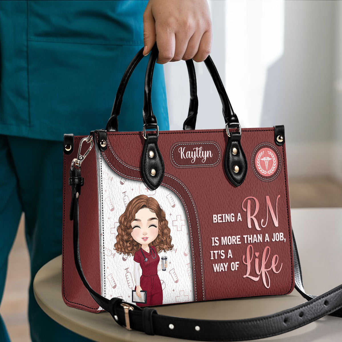 Nurse Job Is A Way Of Life - Personalized Custom Leather Handbag