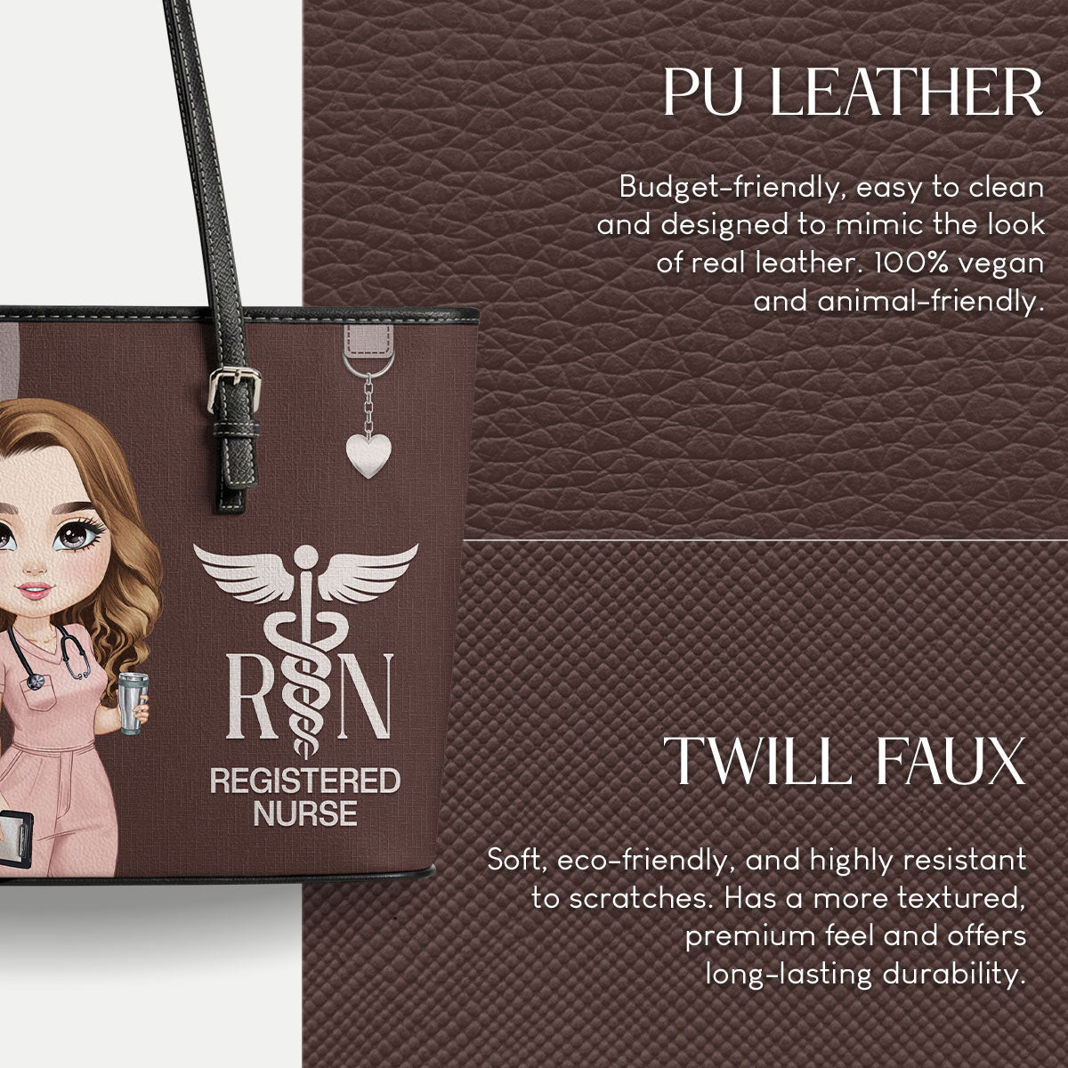 Prestige Nurse Style - Personalized Custom Nurse Leather Tote Bag