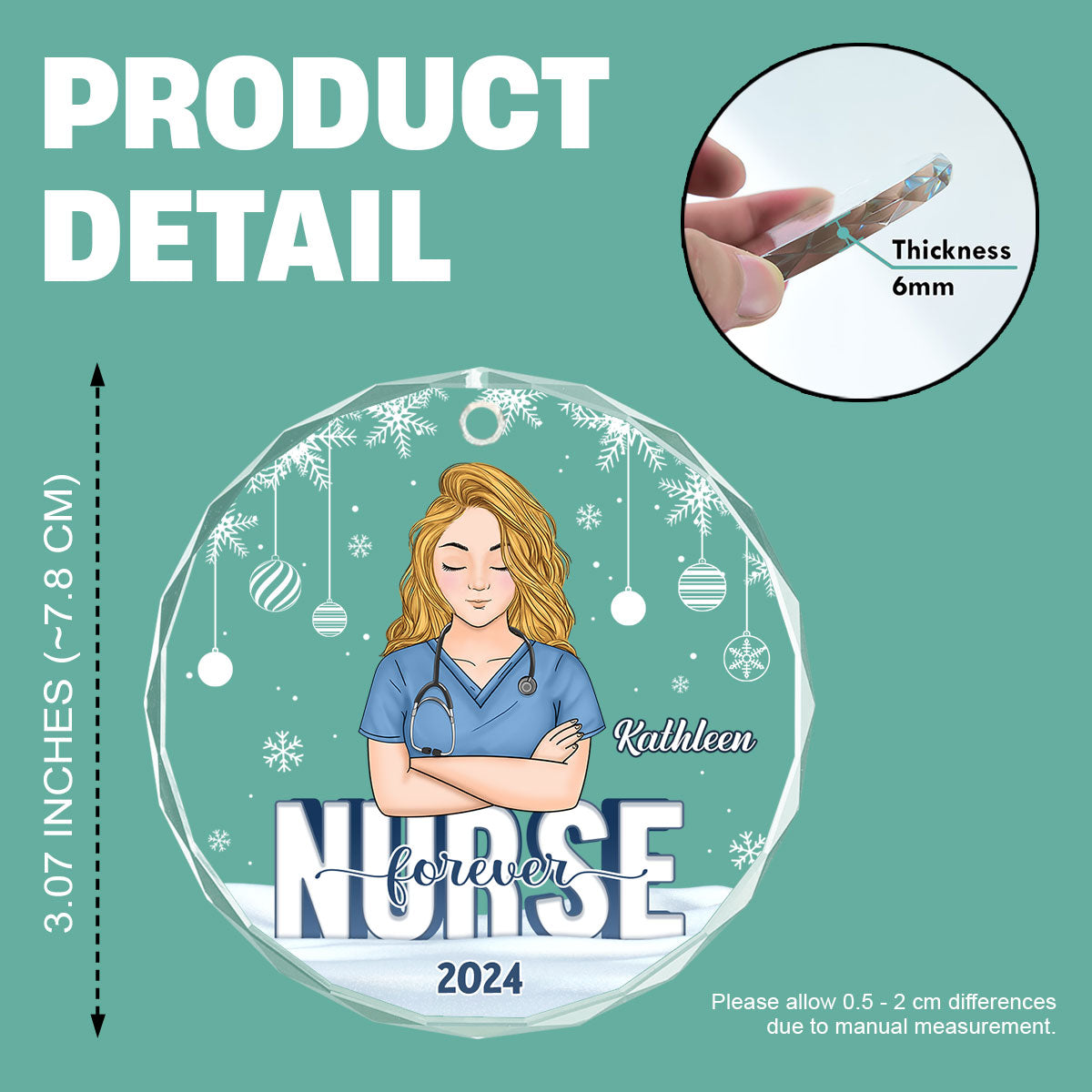 Nurse Forever - Personalized Nurse Circle Glass Ornament