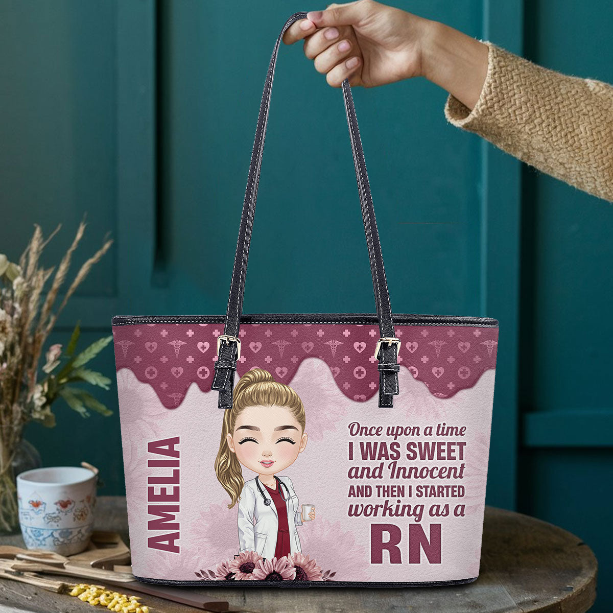 personalized custom nurse tote bag