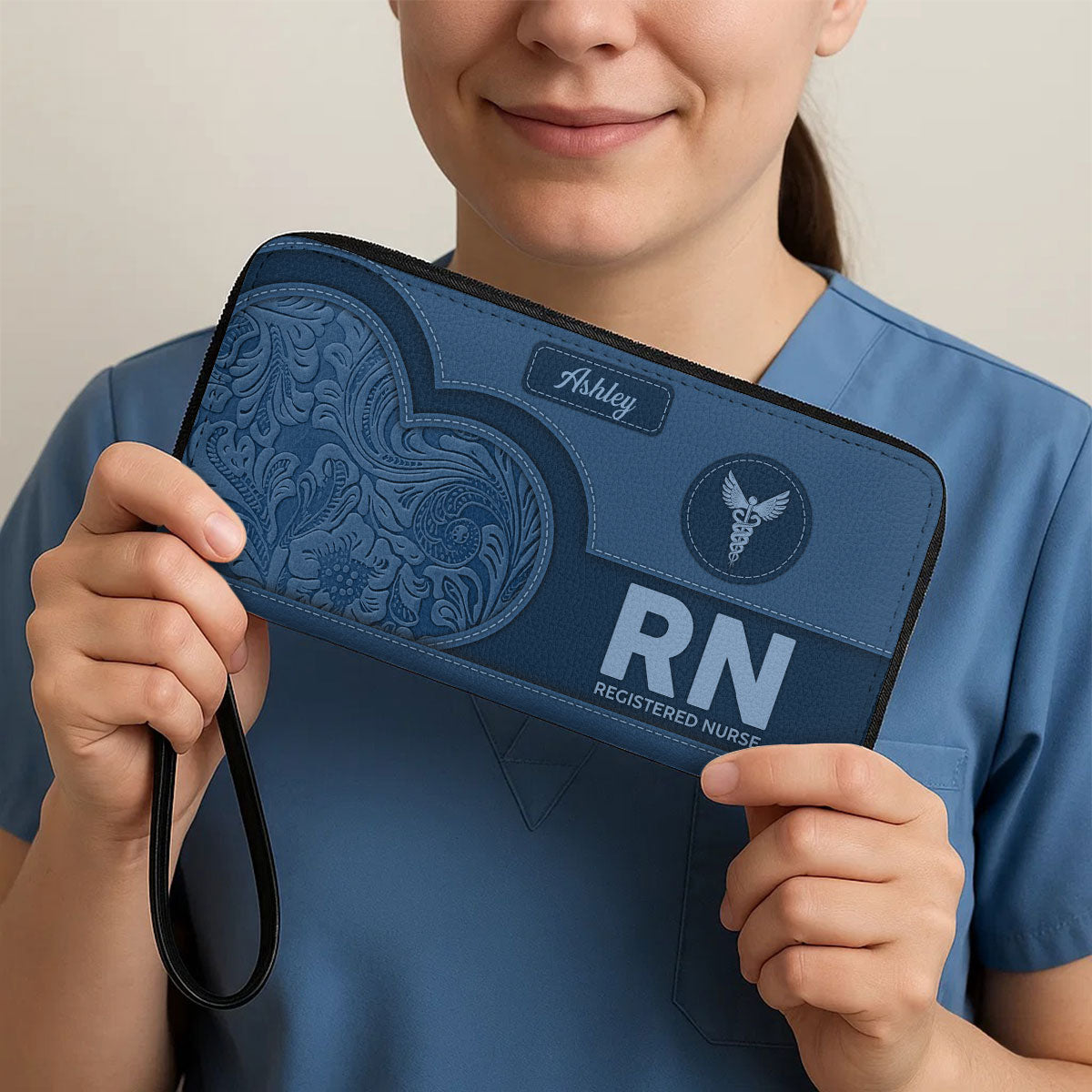 Seamless Pattern Nurse - Personalized Nurse Leather Long Wallet