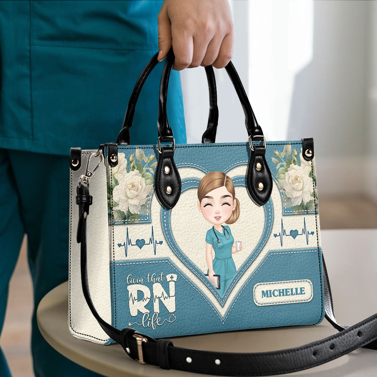 Living That Nurse Life - Personalized Custom Leather Handbag