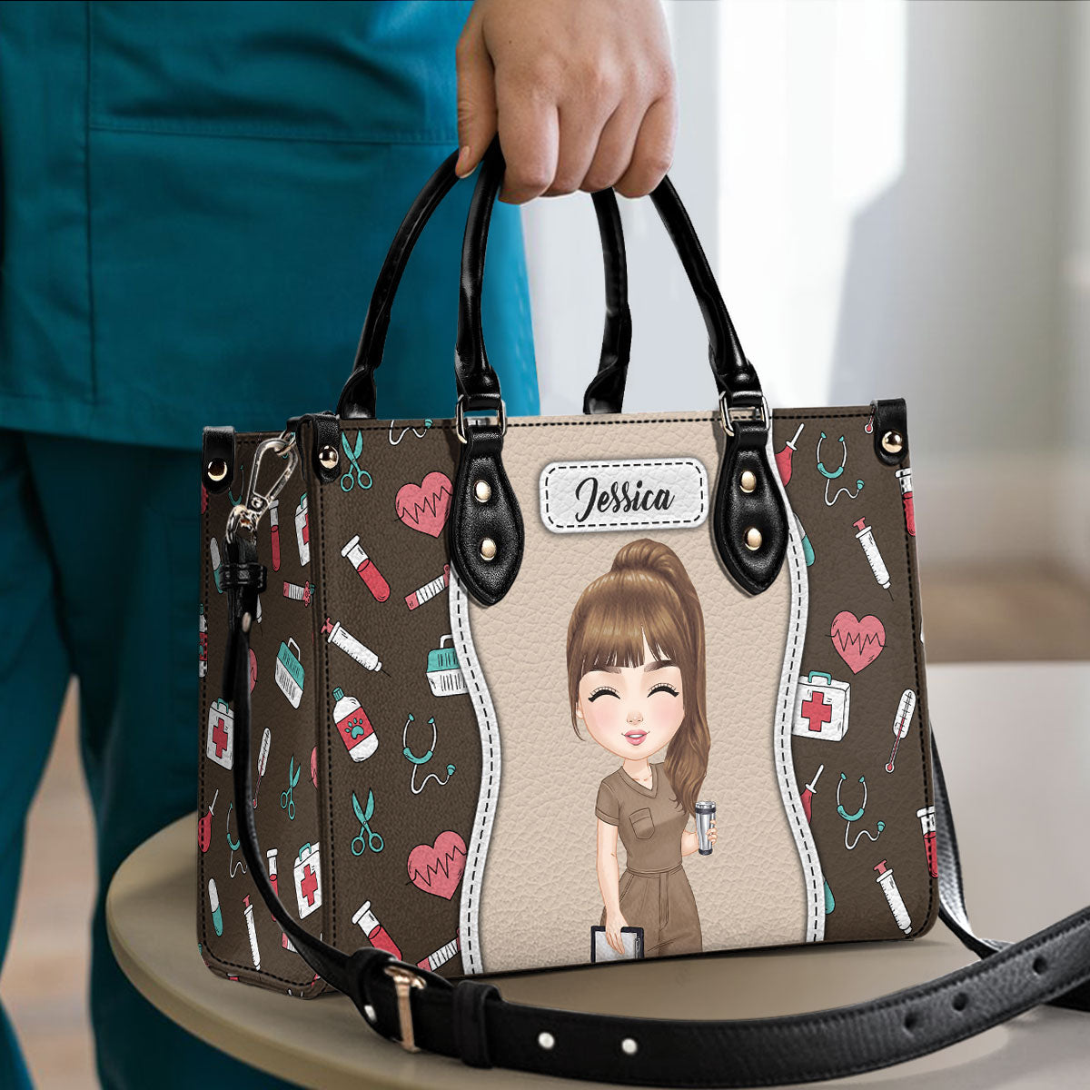 Elegant Nurse - Personalized Custom Leather Handbag