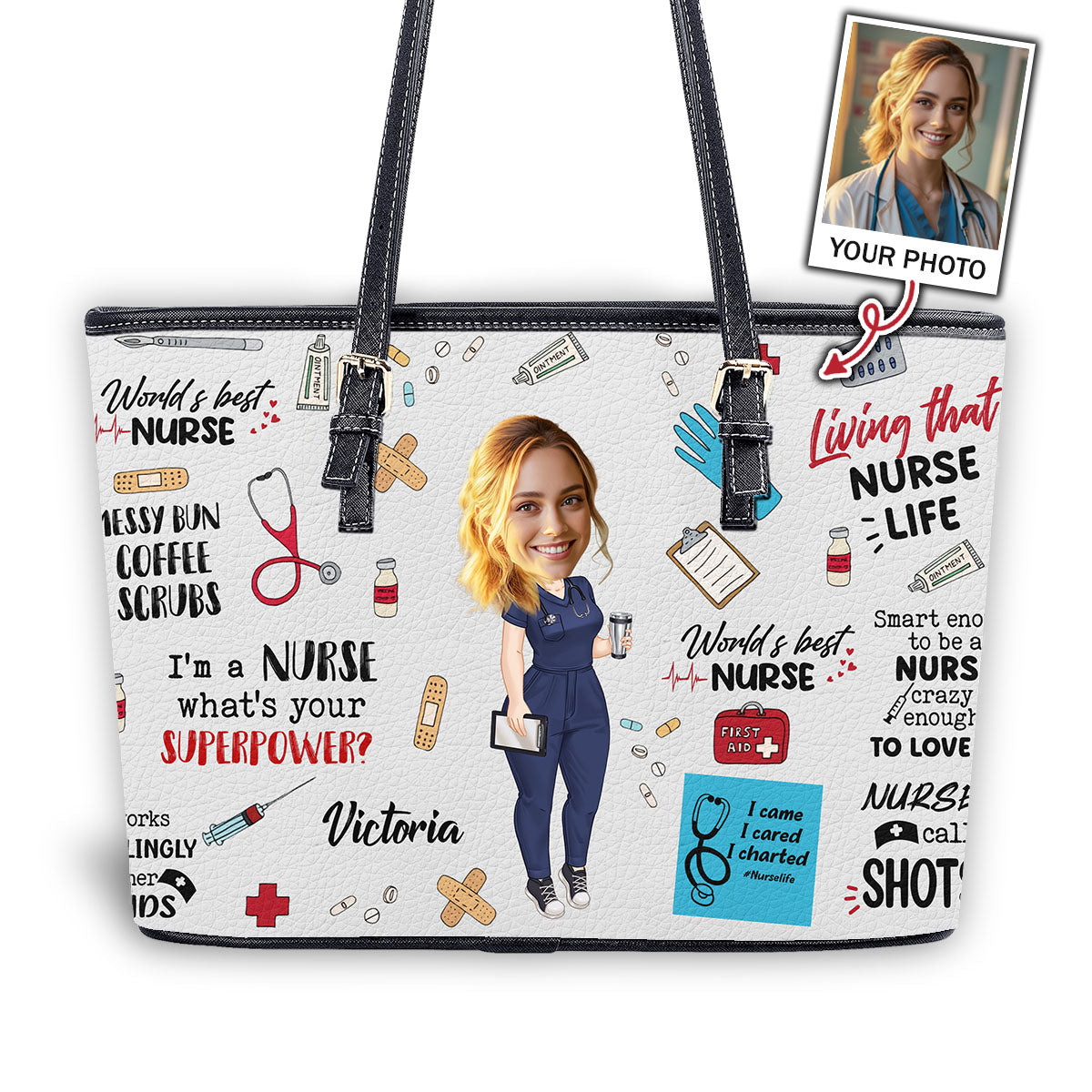 personalized custom nurse tote bag