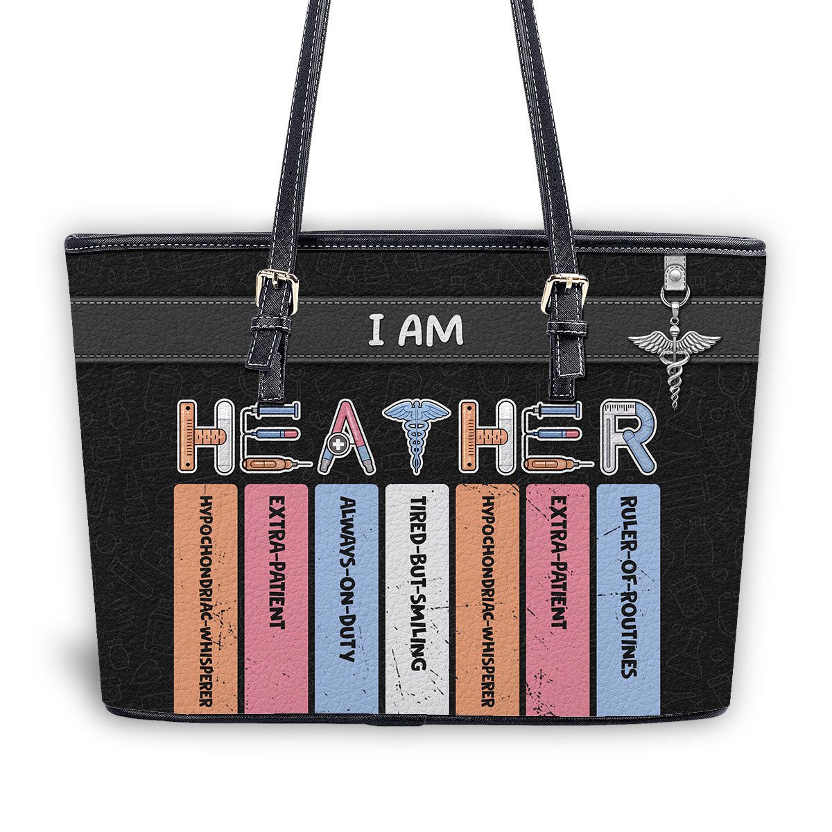 Personalized Custom Nurse Leather Tote Bag