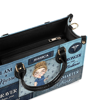 Brave Nurse - Personalized Custom Leather Handbag